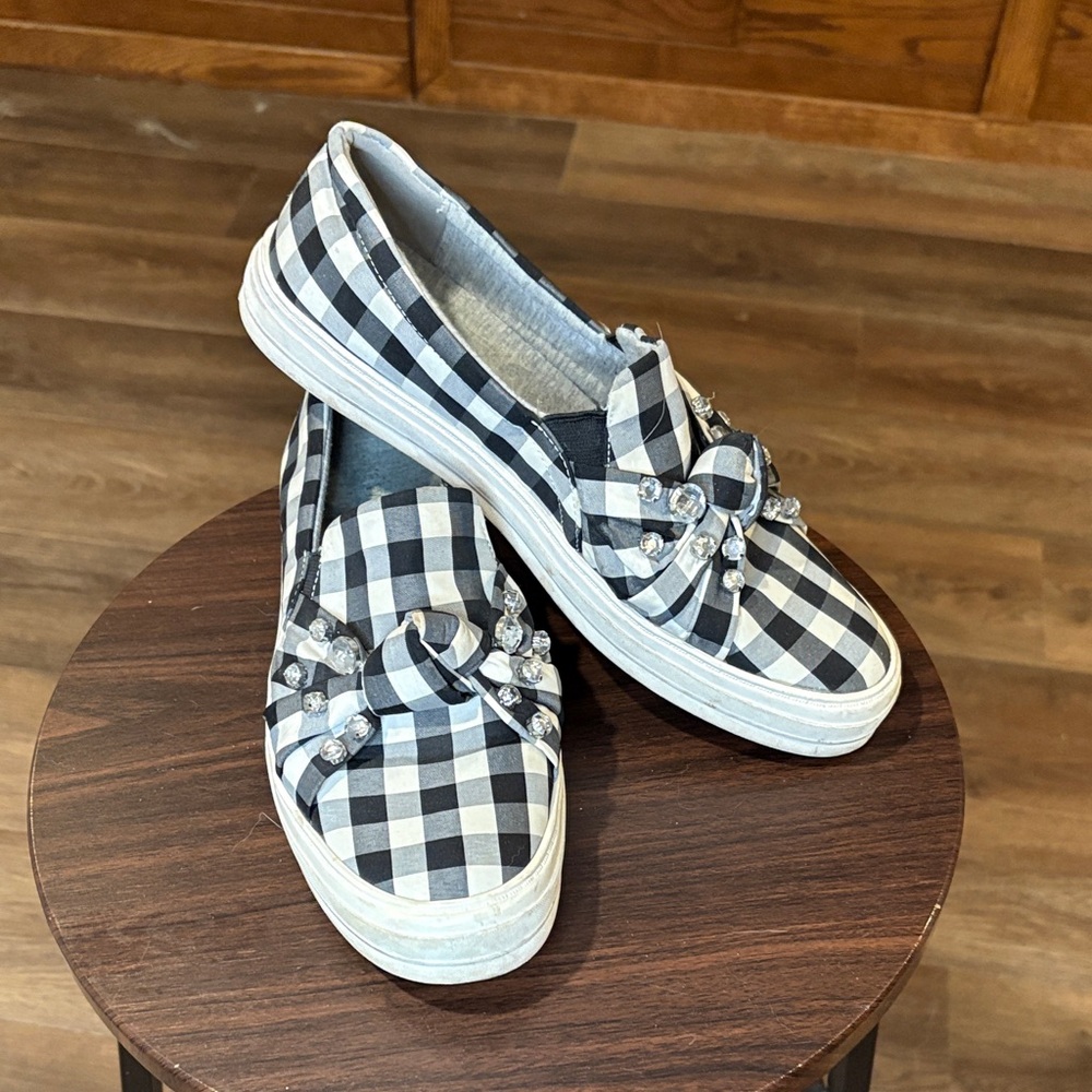 Nine West Gingham Embellished Sneakers